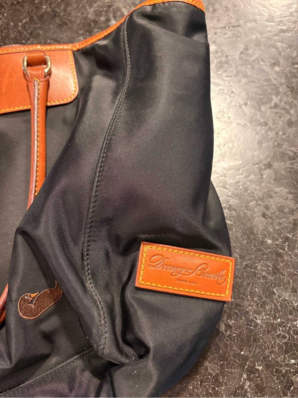 Dooney & Bourke Black Tote with Brown Leather Trim - Picture 8 of 9
